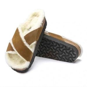 Birkenstock Daytona Platform Shearling Slides